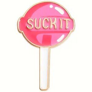 'Suck It' Sucker Lollipop Pink or Blue Enamel Pin Z1